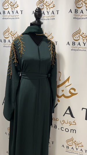 Emerald Golden Green Charm Abaya