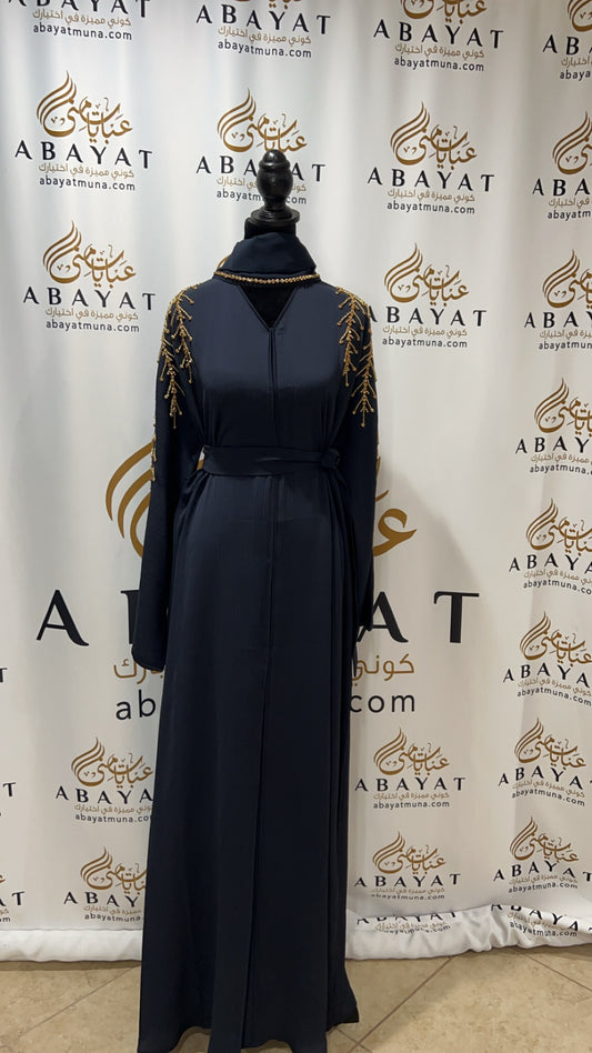 Navy Blue Golden Essence Abaya