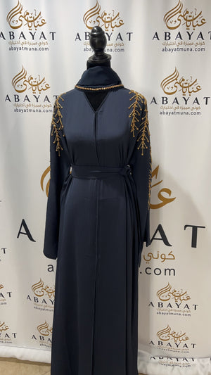 Navy Blue Golden Essence Abaya