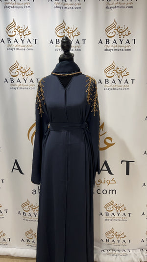 Navy Blue Golden Essence Abaya