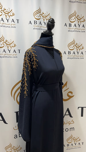 Navy Blue Golden Essence Abaya