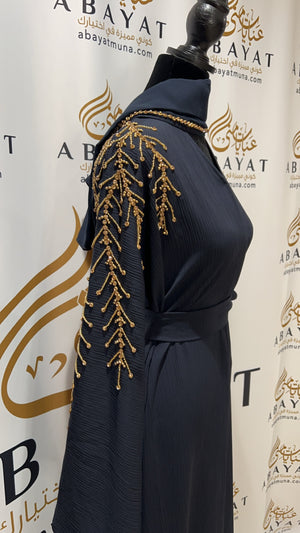 Navy Blue Golden Essence Abaya