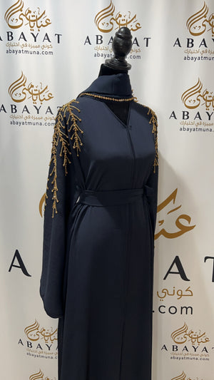 Navy Blue Golden Essence Abaya