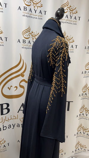 Navy Blue Golden Essence Abaya