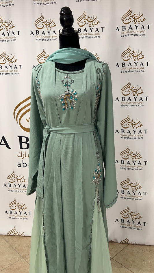 Beautiful green abaya two piece 9198387
