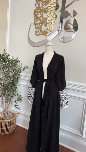 Open Abaya with Keffiyeh-inspired Design #123653