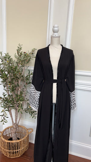 Open Abaya with Keffiyeh-inspired Design #123653