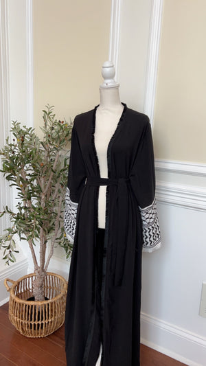 Open Abaya with Keffiyeh-inspired Design #123653