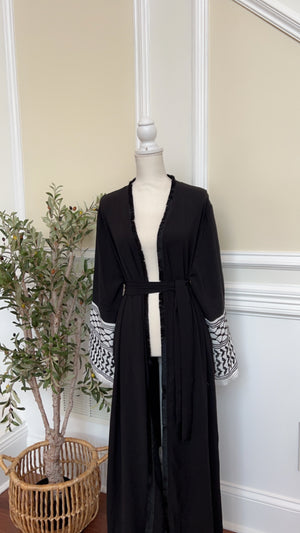 Open Abaya with Keffiyeh-inspired Design #123653