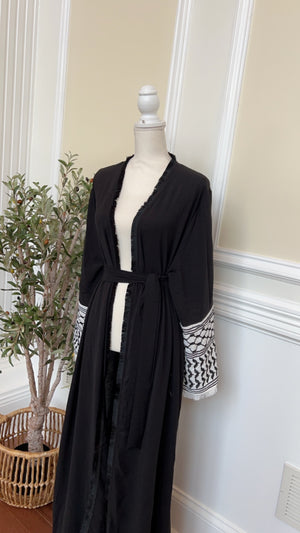 Open Abaya with Keffiyeh-inspired Design #123653