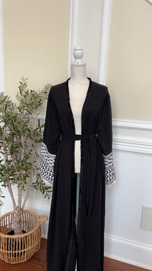 Open Abaya with Keffiyeh-inspired Design #123653