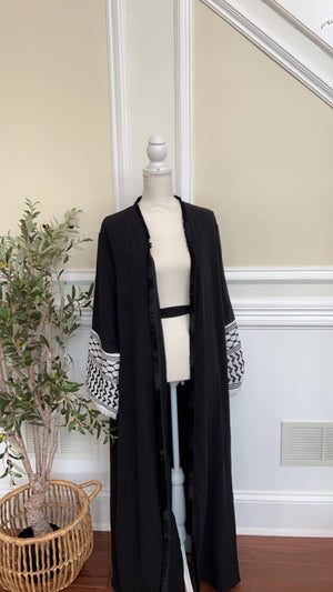 Open Abaya with Keffiyeh-inspired Design #123653