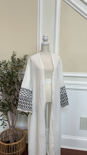 Open Abaya with Keffiyeh-inspired Design