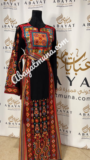 Multicolored Embroidered Palestinian Fellahi Thobe  #9198497