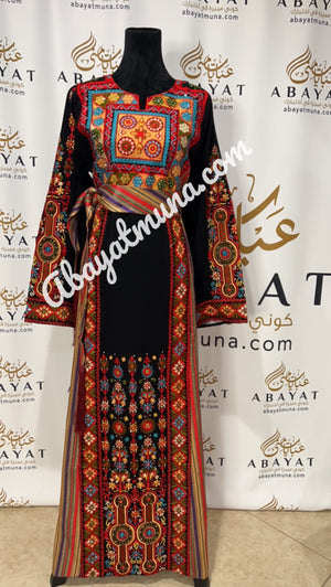 Multicolored Embroidered Palestinian Fellahi Thobe  #9198497