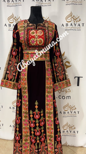 Long Full Embroidered Thobe With Belt  9198498 A