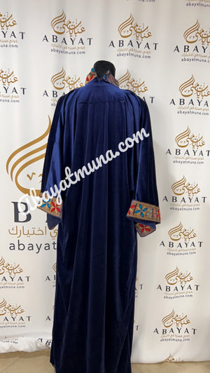 Velvet 3 pieces Embroidery Bisht tatreez With Matching Dress and Belt #328765