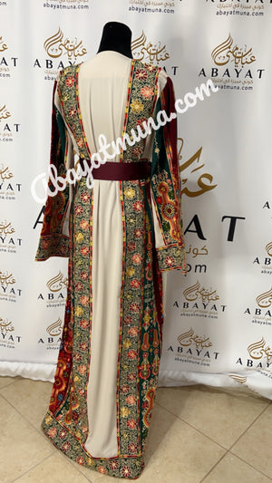 Gorgeous Palstainen Embroidery Long Thoub  With Belt  9198801