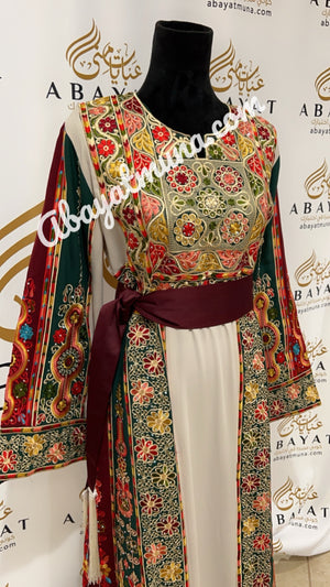 Gorgeous Palstainen Embroidery Long Thoub  With Belt  9198801