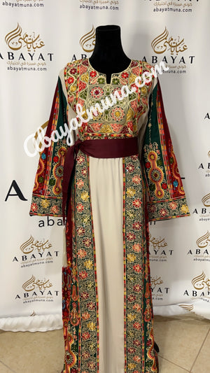 Gorgeous Palstainen Embroidery Long Thoub  With Belt  9198801