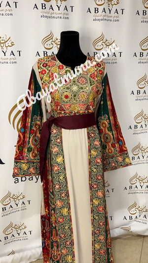 Gorgeous Palstainen Embroidery Long Thoub  With Belt  9198801