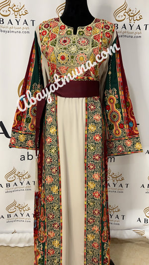 Gorgeous Palstainen Embroidery Long Thoub  With Belt  9198801