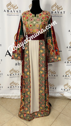 Gorgeous Palstainen Embroidery Long Thoub  With Belt  9198801