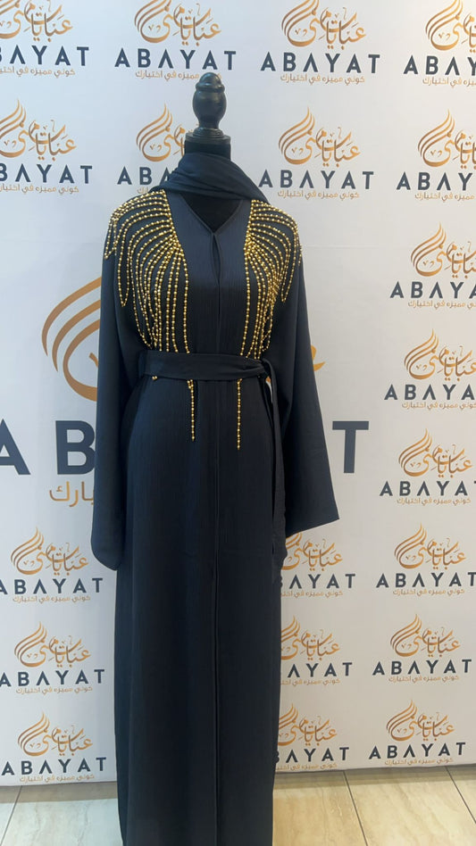 Elegant Navy Blue and Gold Abaya