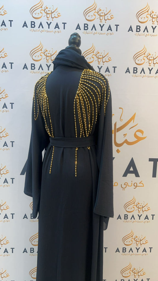 Elegant Navy Blue and Gold Abaya