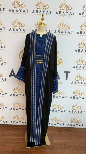 Black & Blue Tatreez Cardigan Abaya