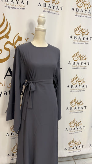 Gorgeous Grey Luxury Open Abaya #9197801