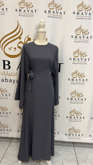 Gorgeous Grey Luxury Open Abaya #9197801