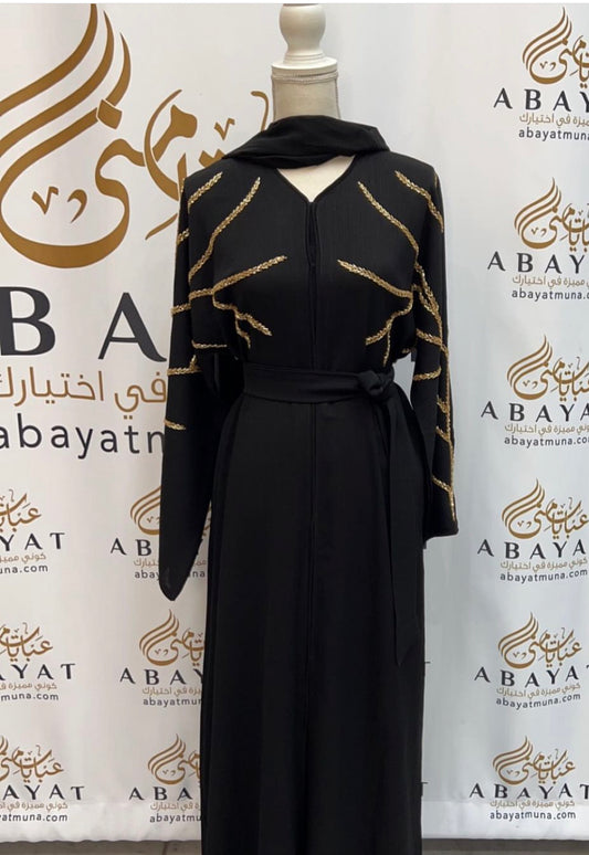 Elegant Golden Touch Black Abaya