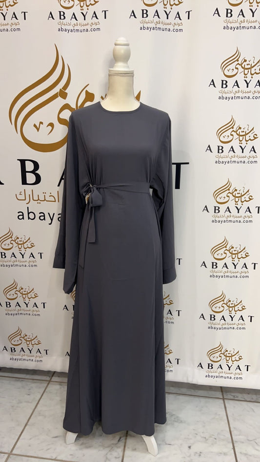 Gorgeous Grey Luxury Open Abaya #9197801