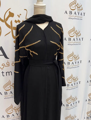 Elegant Golden Touch Black Abaya