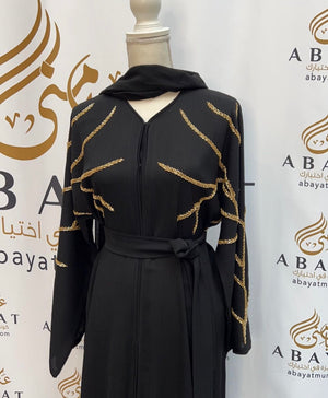 Elegant Golden Touch Black Abaya