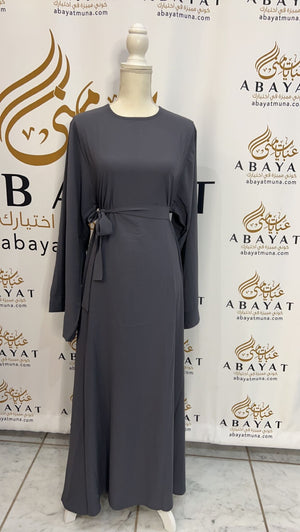 Gorgeous Grey Luxury Open Abaya #9197801