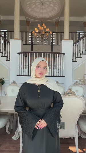 Black Floral Sleeve Abaya