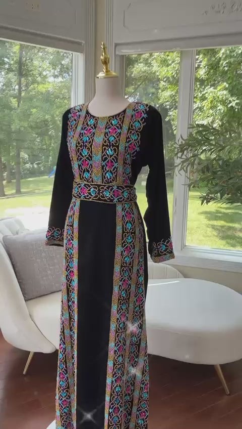 Black Velvet Stone Thobe -764000