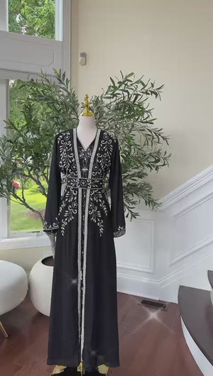 Majestic Black Beaded Kuftan