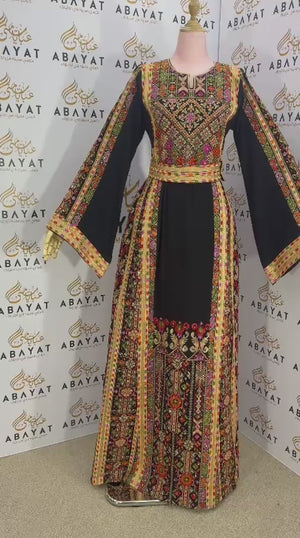 Black Embroidery Tatreez Thobe