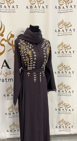 Elegant Floral Purple Abaya 844888