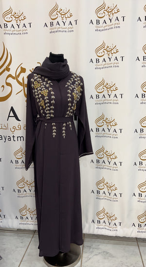 Elegant Floral Purple Abaya 844888