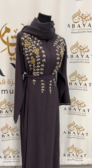 Elegant Floral Purple Abaya 844888