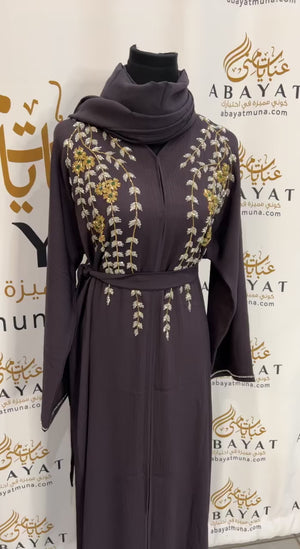 Elegant Floral Purple Abaya 844888