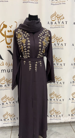 Elegant Floral Purple Abaya 844888