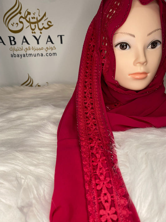 Maroon Luxury Georgette Kashka Hijab #41