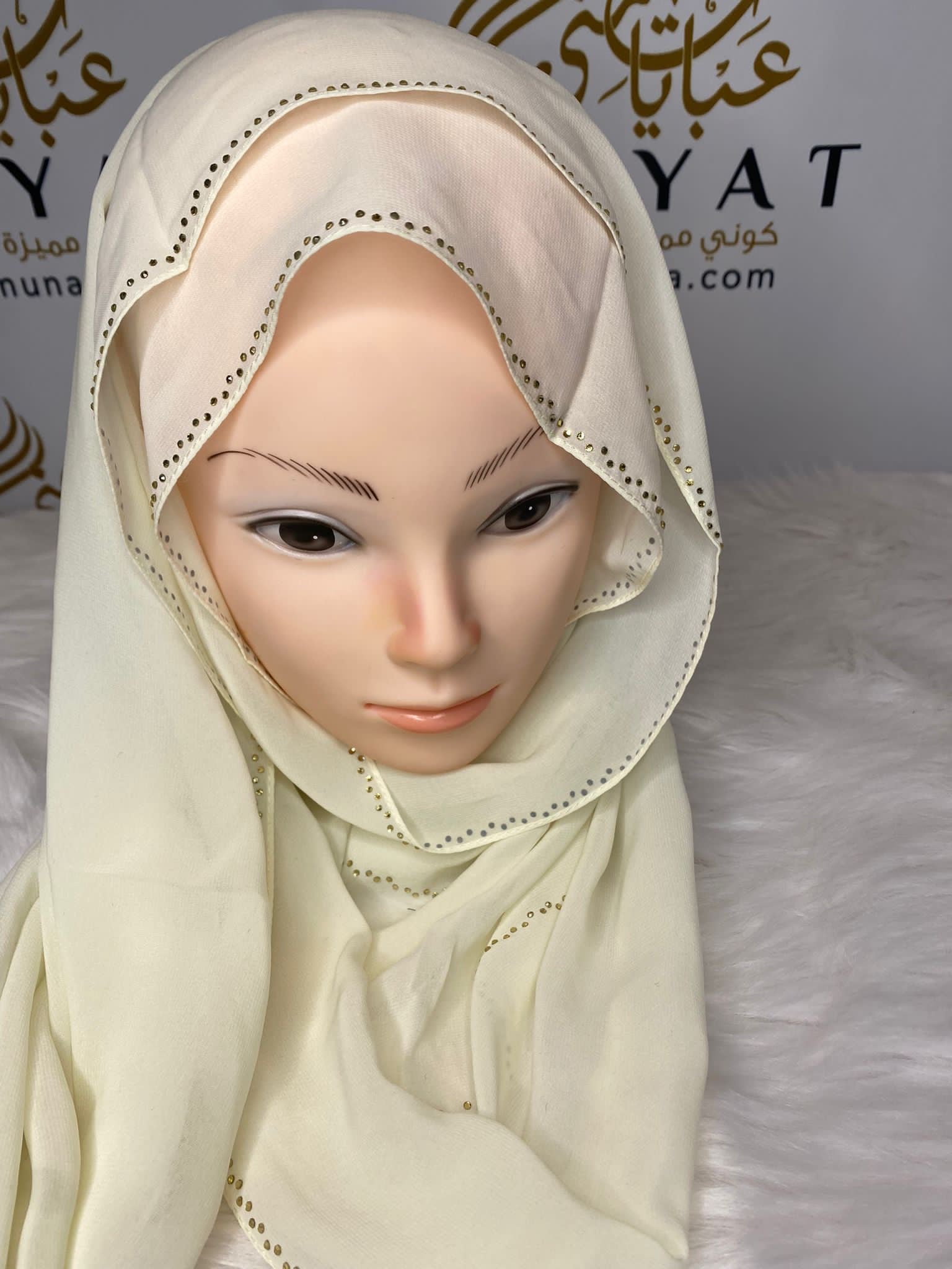 Off White Luxury Georgette Kashka Hijab #47