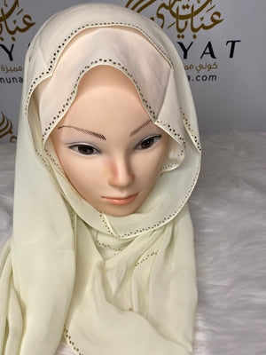 Off White Luxury Georgette Kashka Hijab #47