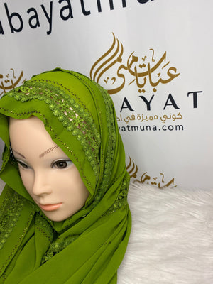Lime Green Georgette Kashka Hijab #38